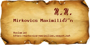 Mirkovics Maximilián névjegykártya